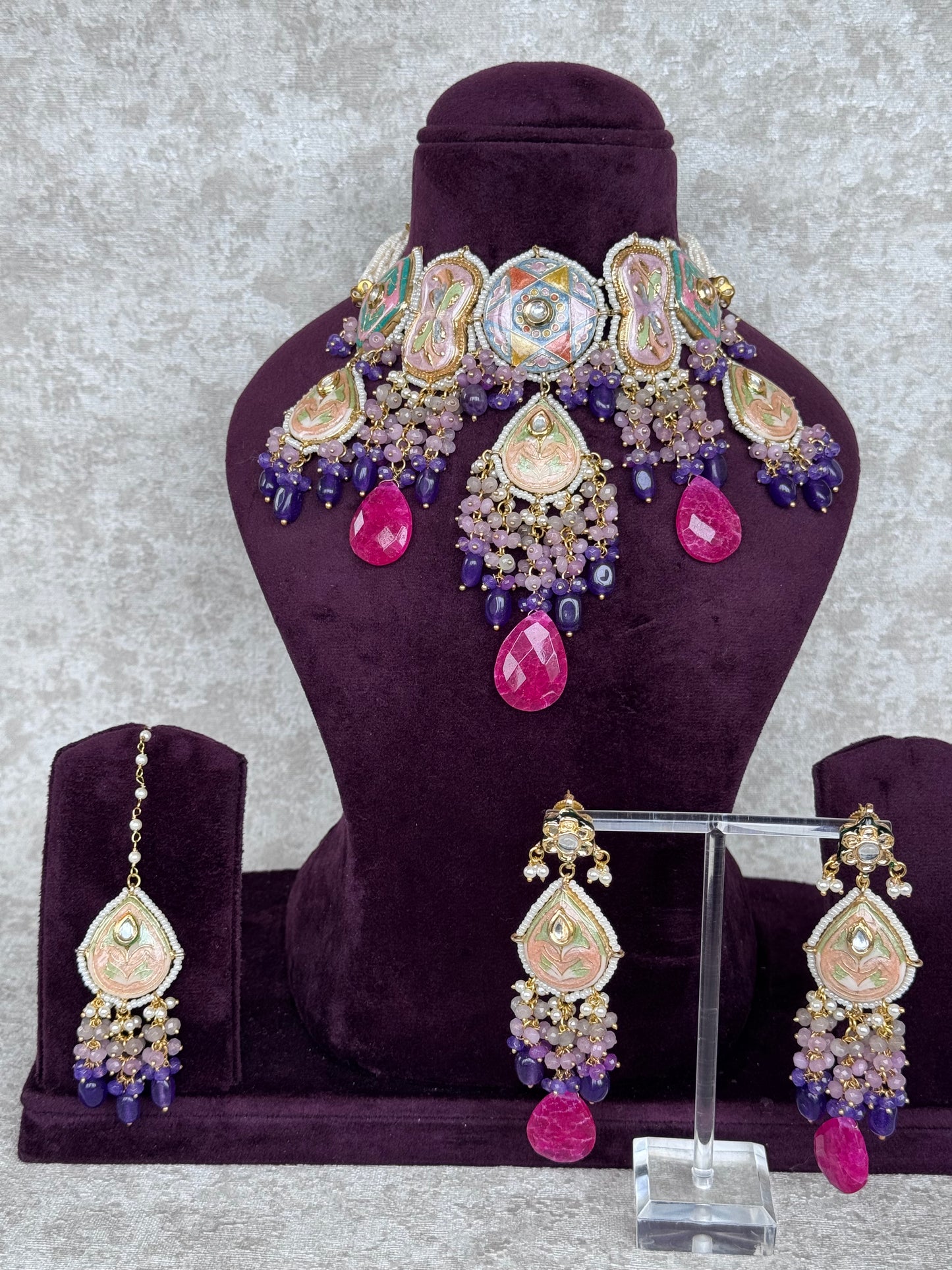 Meenakari Statement Necklace Set | The Tara Collection
