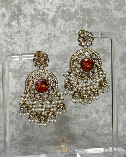 Kundan Multi Jhumka Drop Statement Earrings