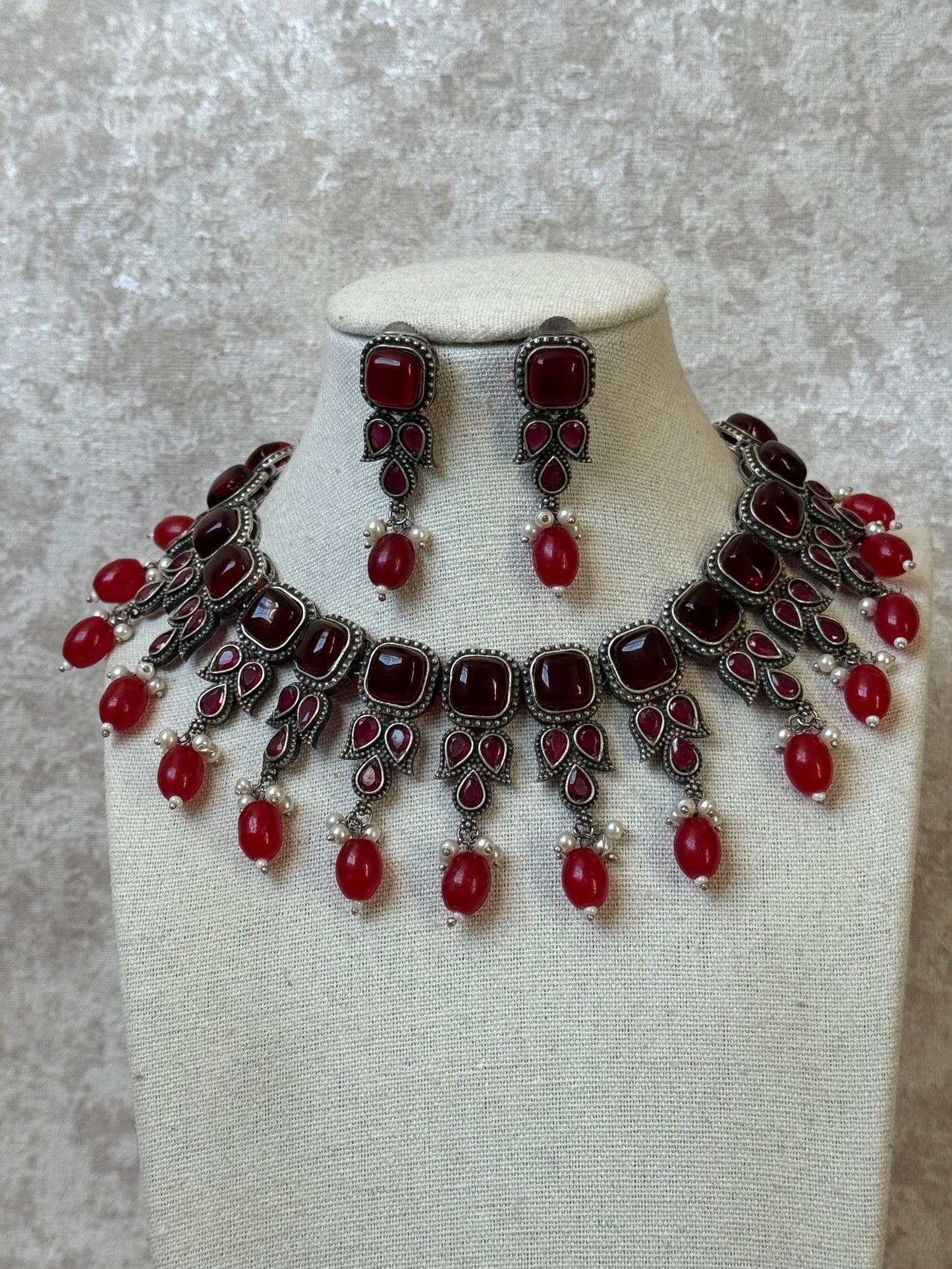 Oxidised Silver Necklace Set | The Tara Collection
