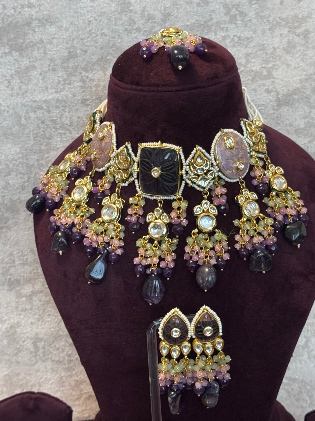 Ishani - Statement Meenakari & Kundan Necklace Set | The Tara Collection
