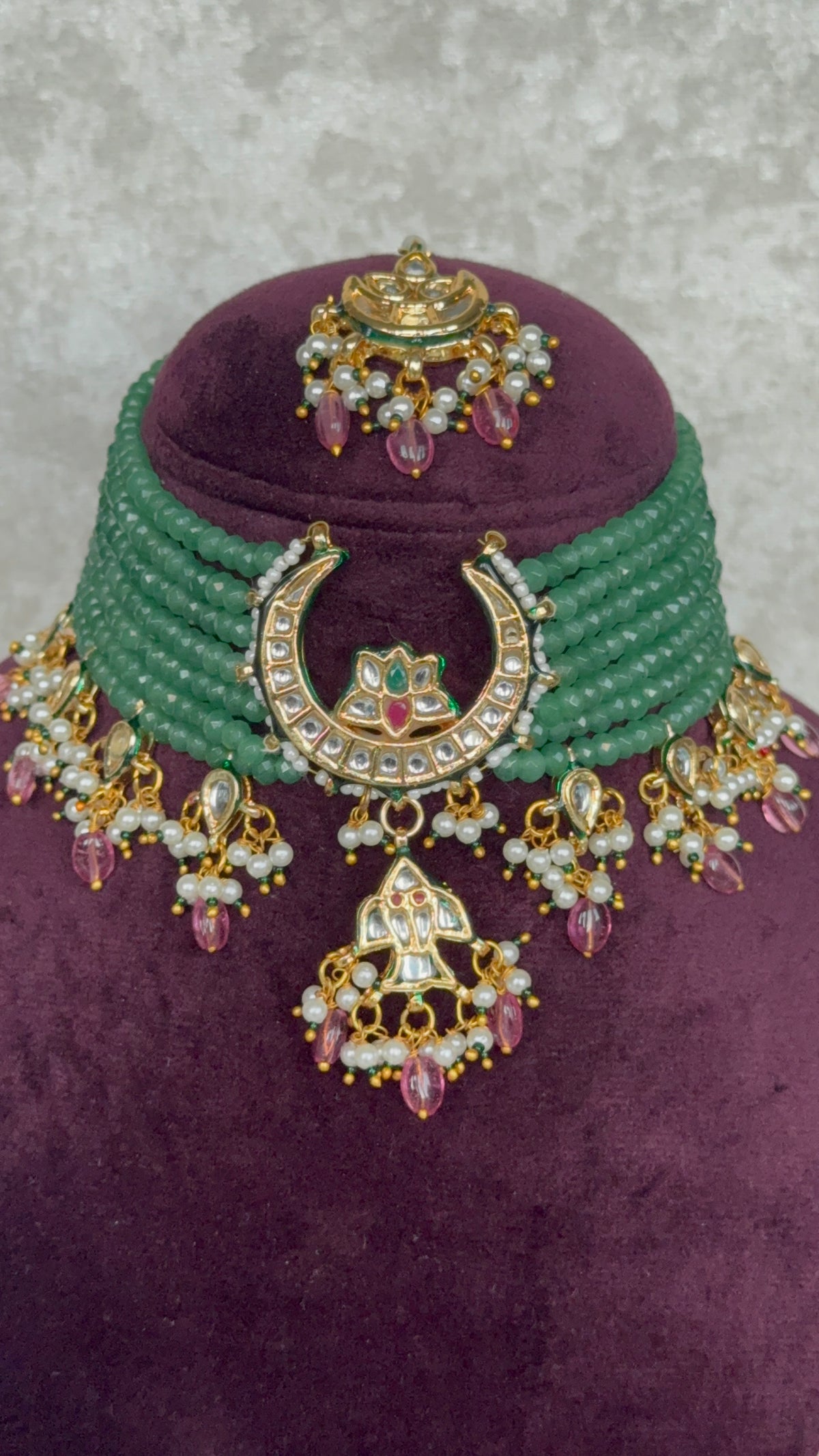 Devika - Kundan & Stone Bead Choker Set | The Tara Collection