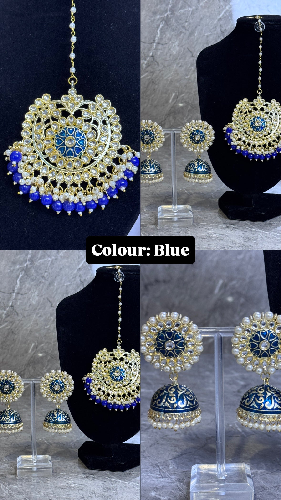 Hand Painted Meenakari Tikka Set | The Tara Collection