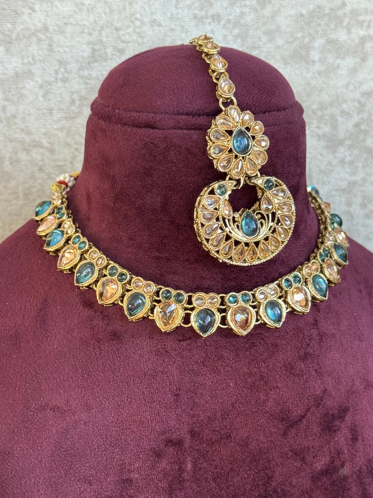 Sleek Necklace Set | Necklace, Earrings & Tikka