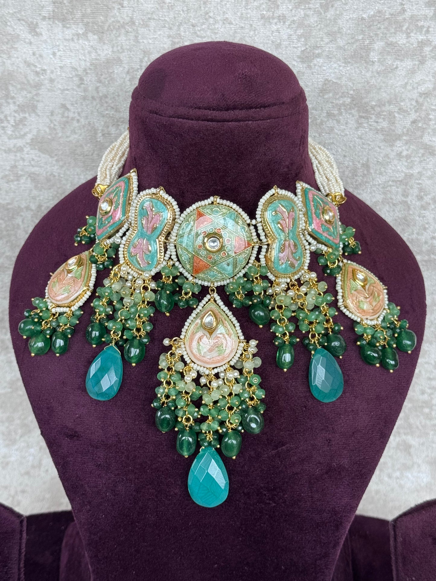 Meenakari Statement Necklace Set | The Tara Collection