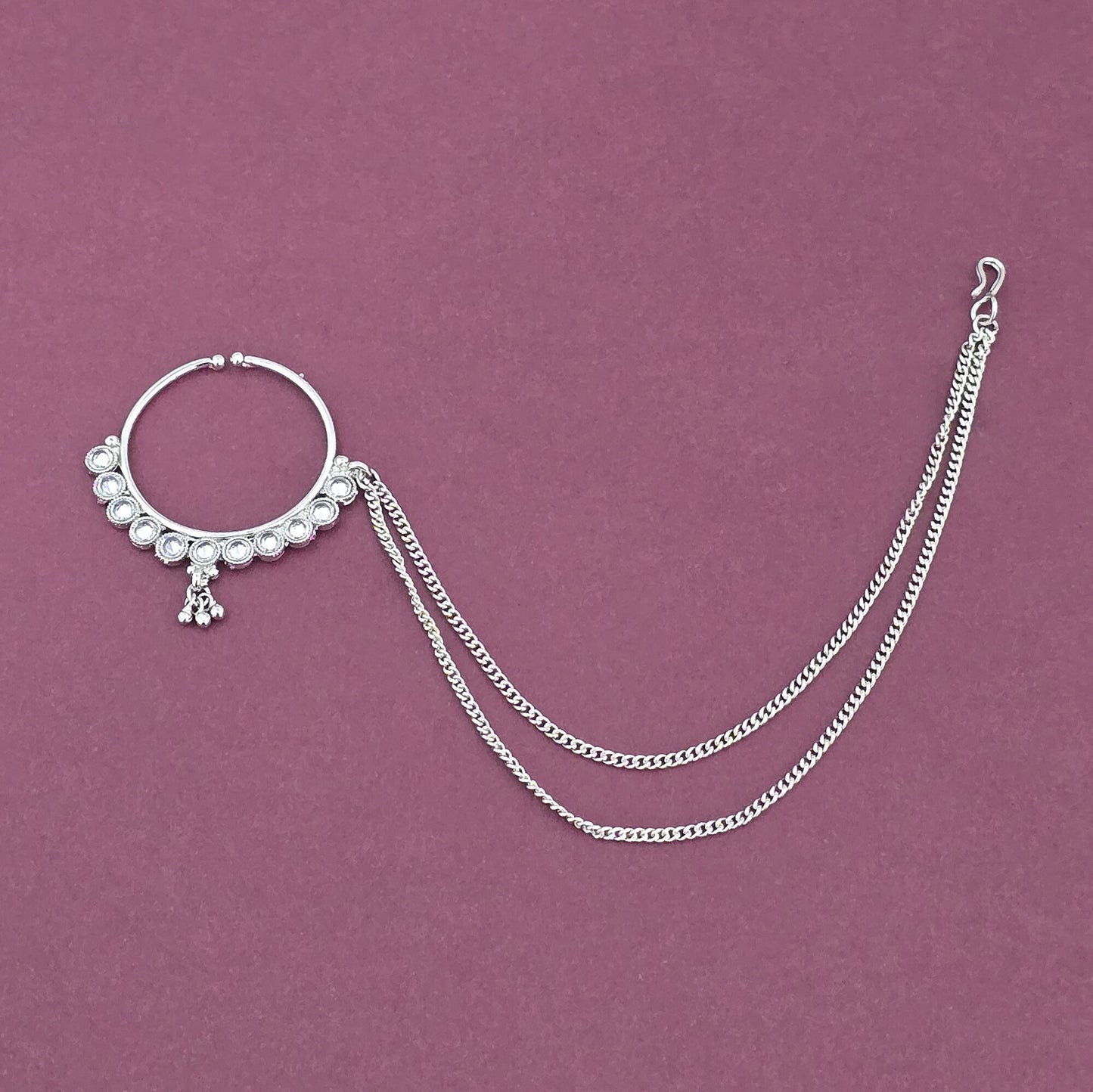 Gold-Plated Double Chain Nose Ring | The Tara Collection