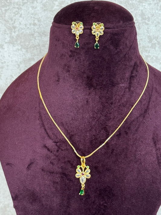 Dainty Gold Pendant Set | Necklace & Studs | The Tara Collection