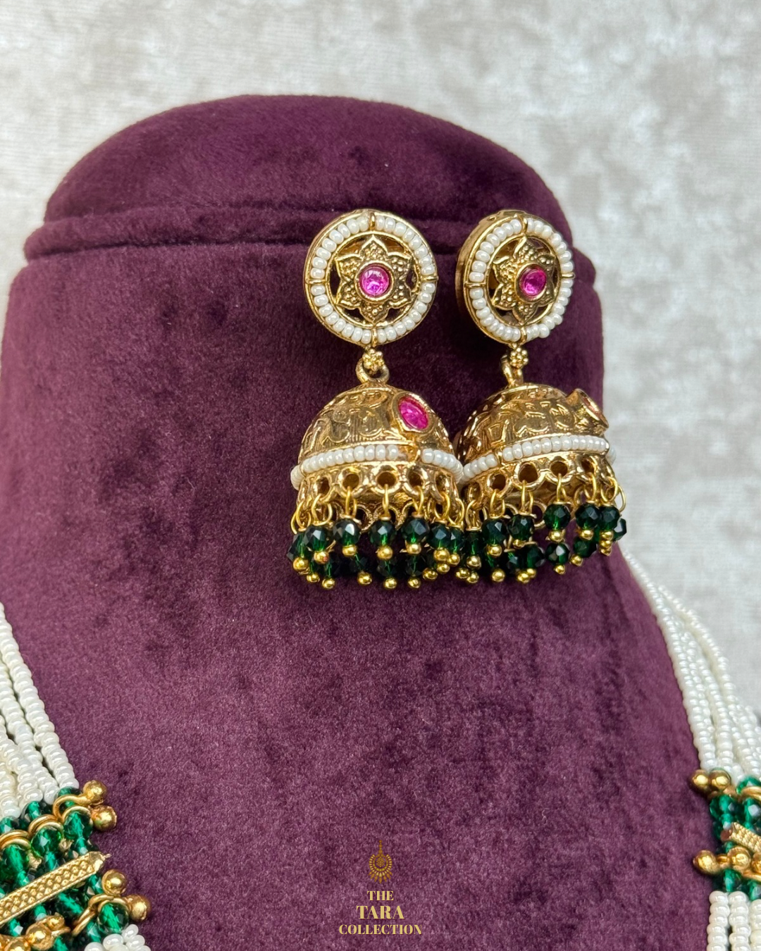 Antique Gold Plated Long Necklace Mala Set