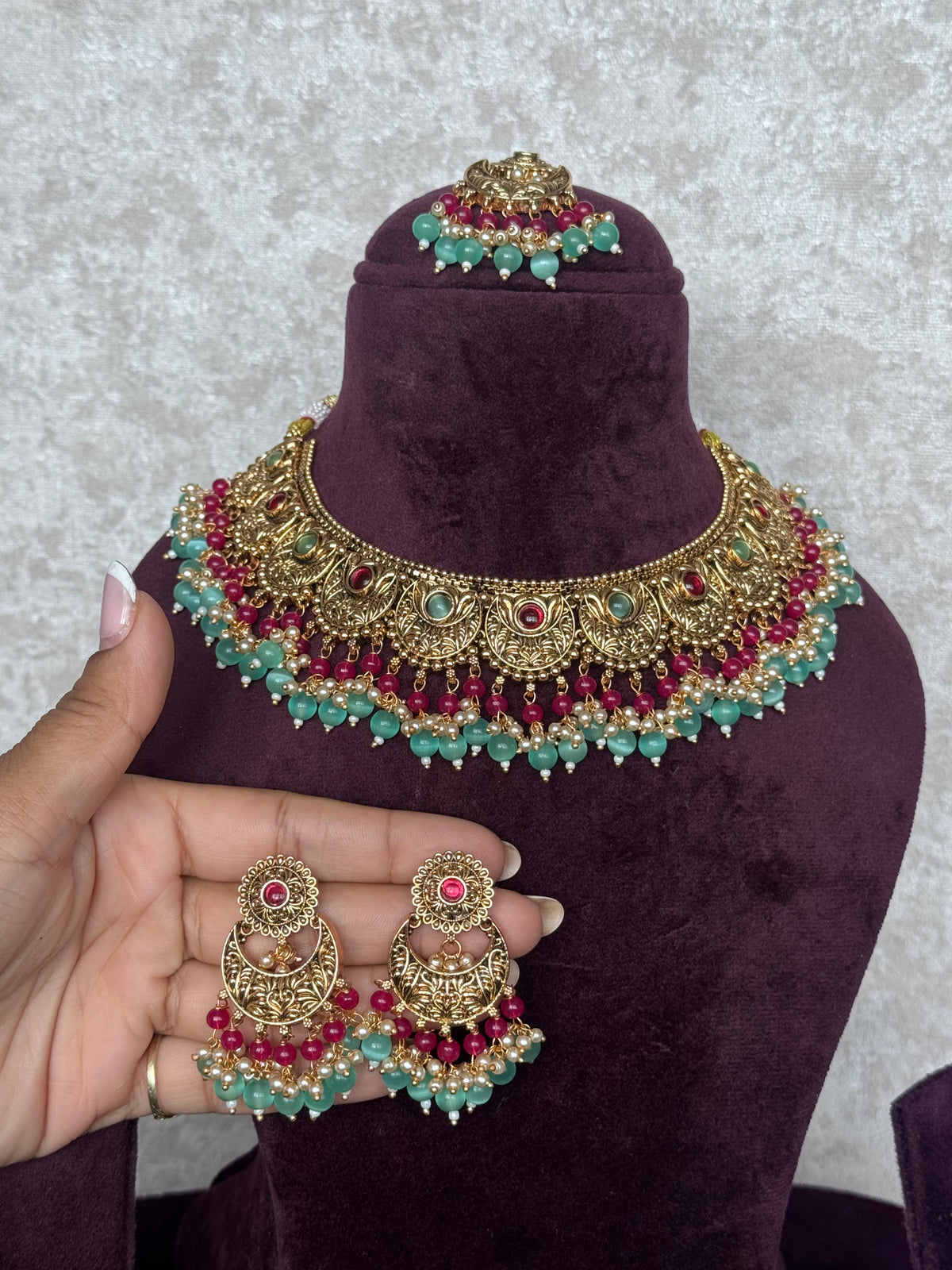 Sharvani - Antique Gold Choker Set | The Tara Collection
