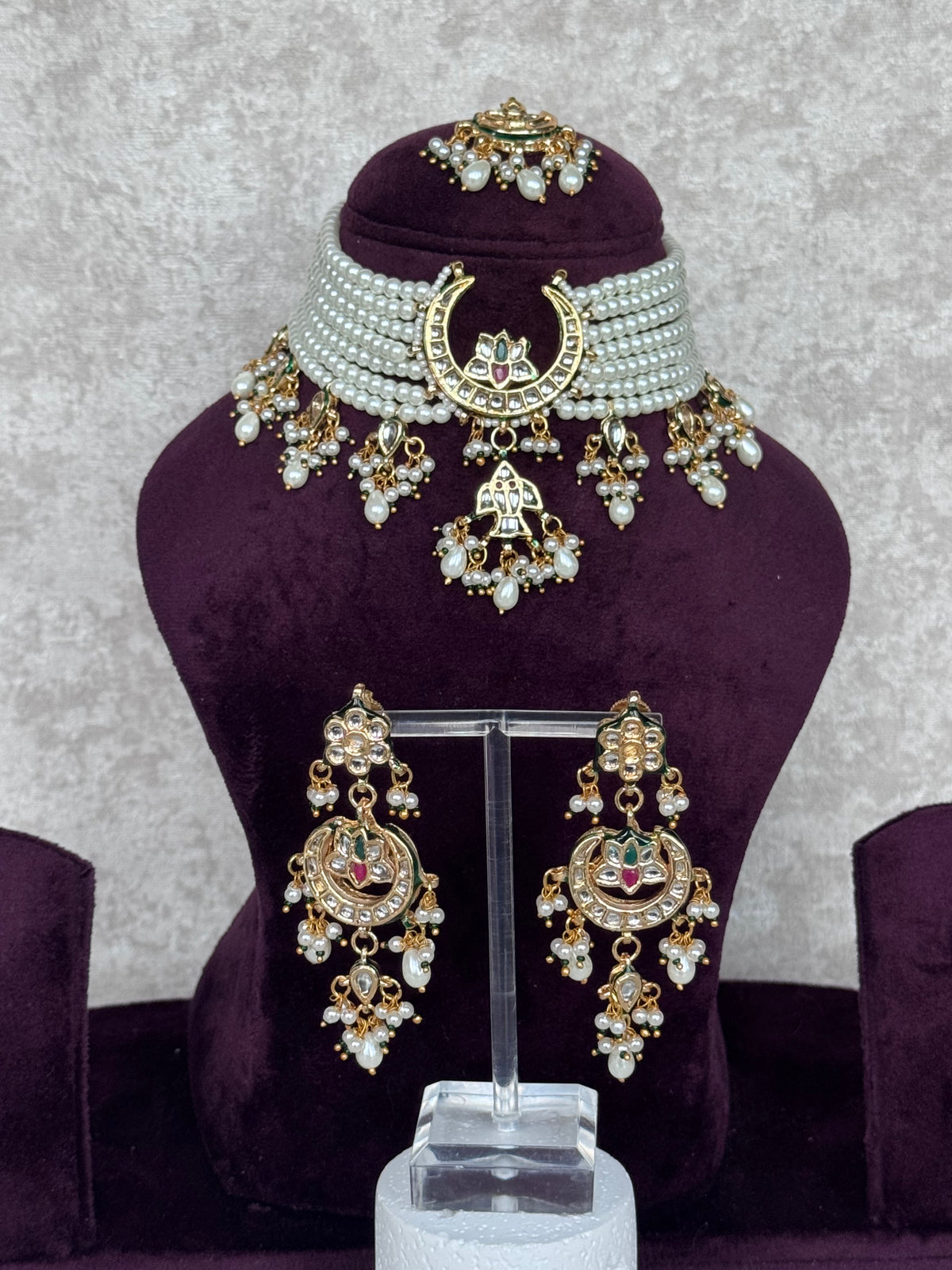 Devika - Kundan & Stone Bead Choker Set | The Tara Collection