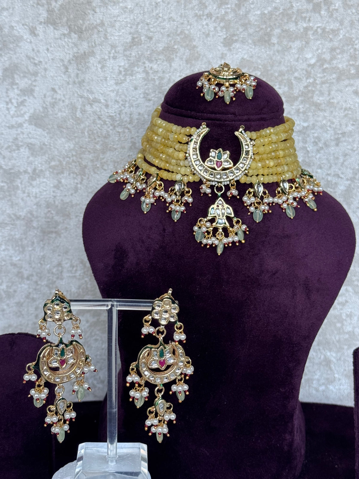 Devika - Kundan & Stone Bead Choker Set | The Tara Collection