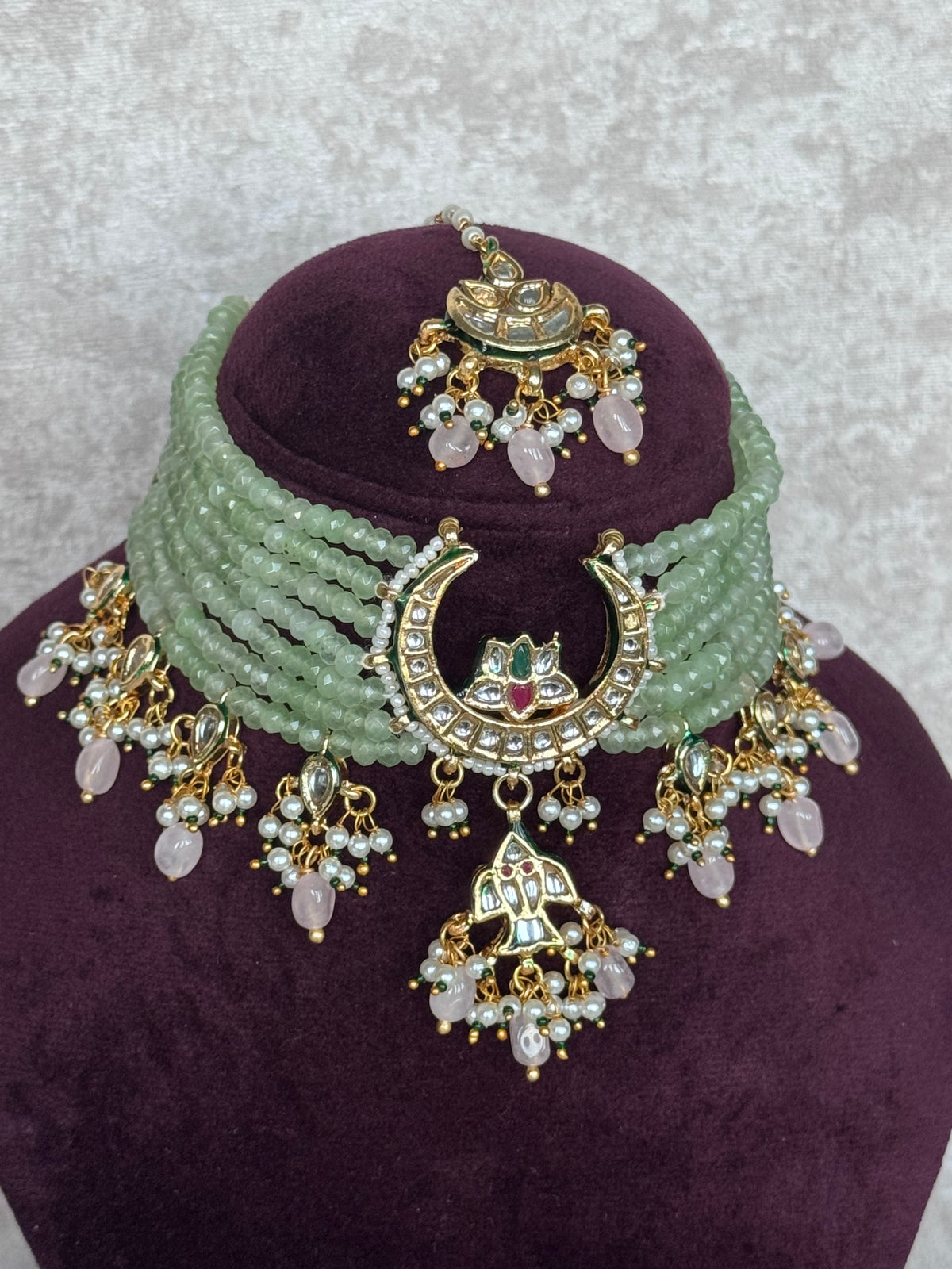 Devika - Kundan & Stone Bead Choker Set | The Tara Collection