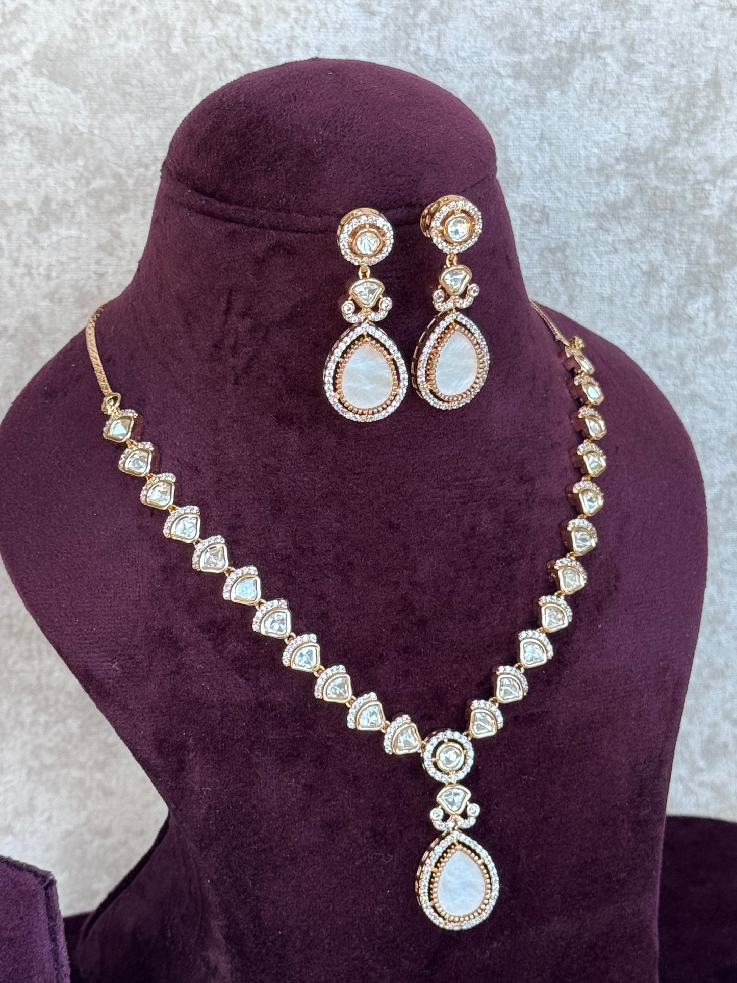 Gold Kundan Stone Necklace Set | The Tara Collection