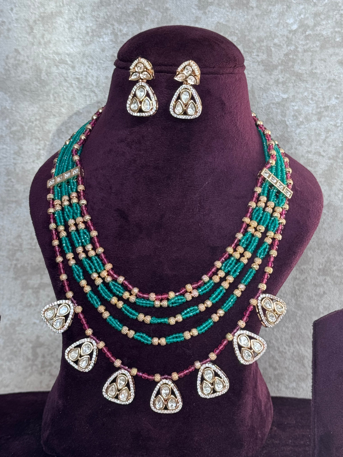 Meher - Kundan Multi Chain Long Necklace set | The Tara Collection