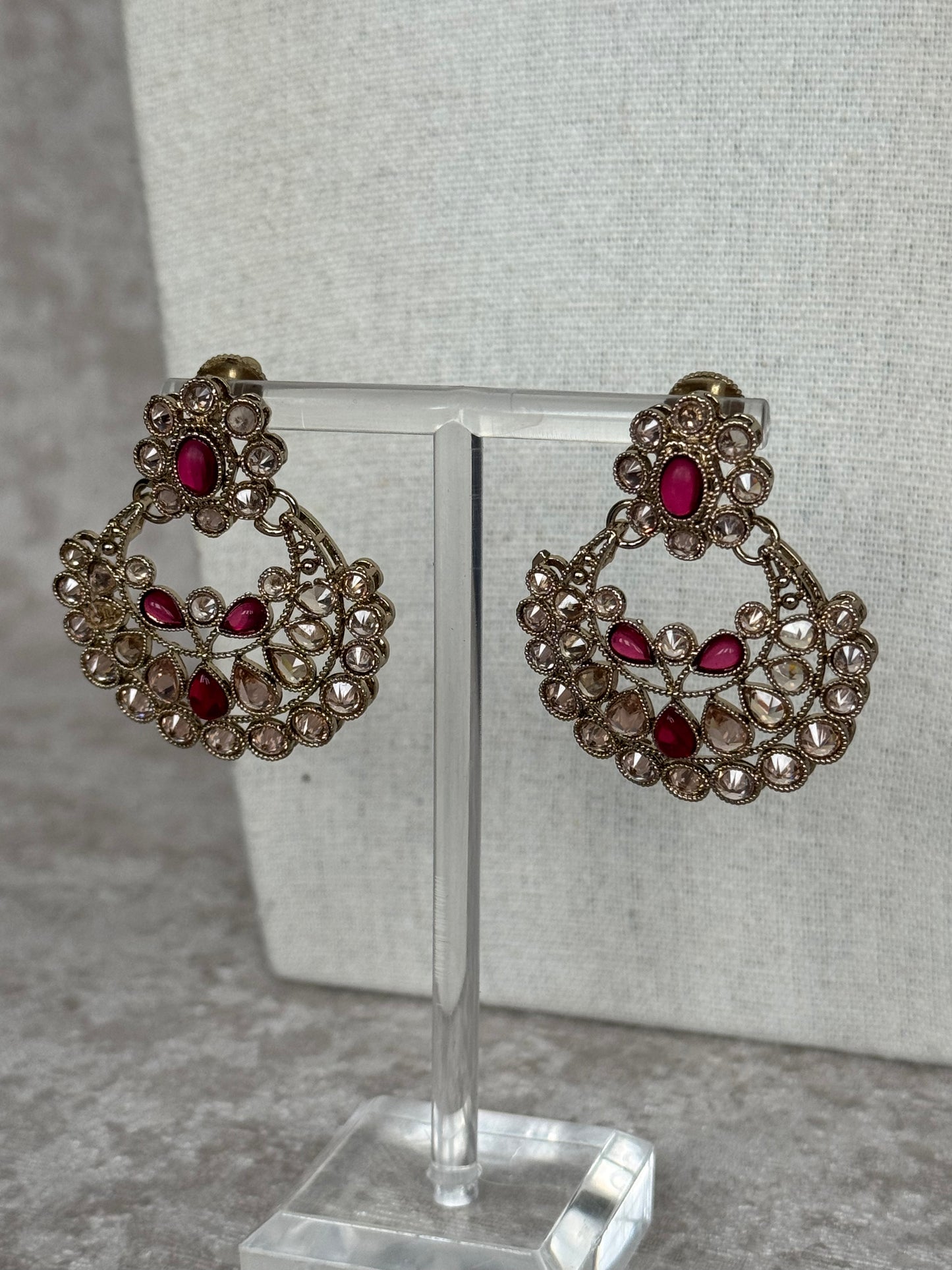Plum Slim Necklace Set | with earrings & tikka