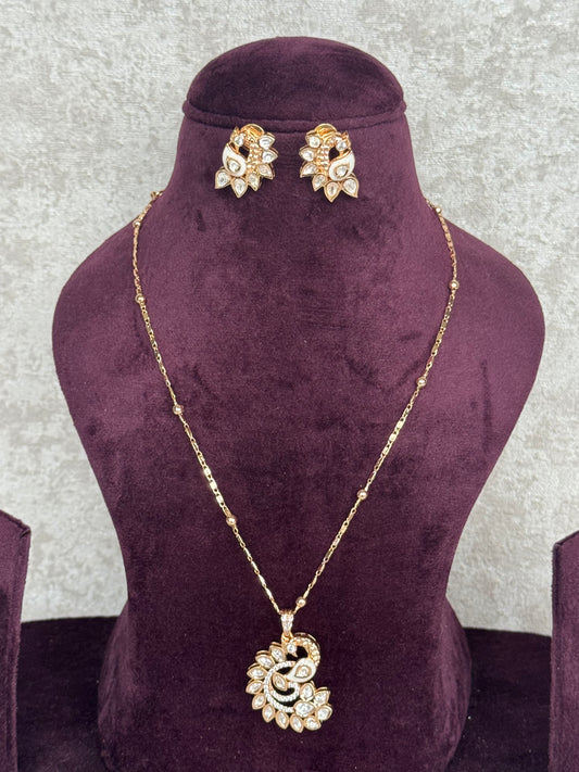 Peacock Pendent Set with Studs