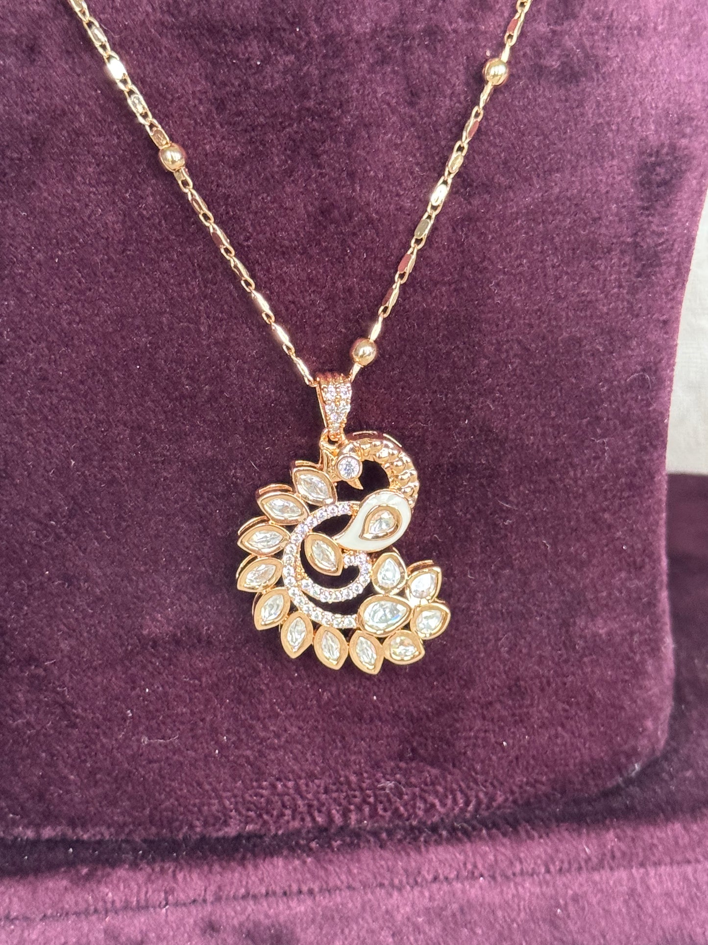 Peacock Pendent Set with Studs