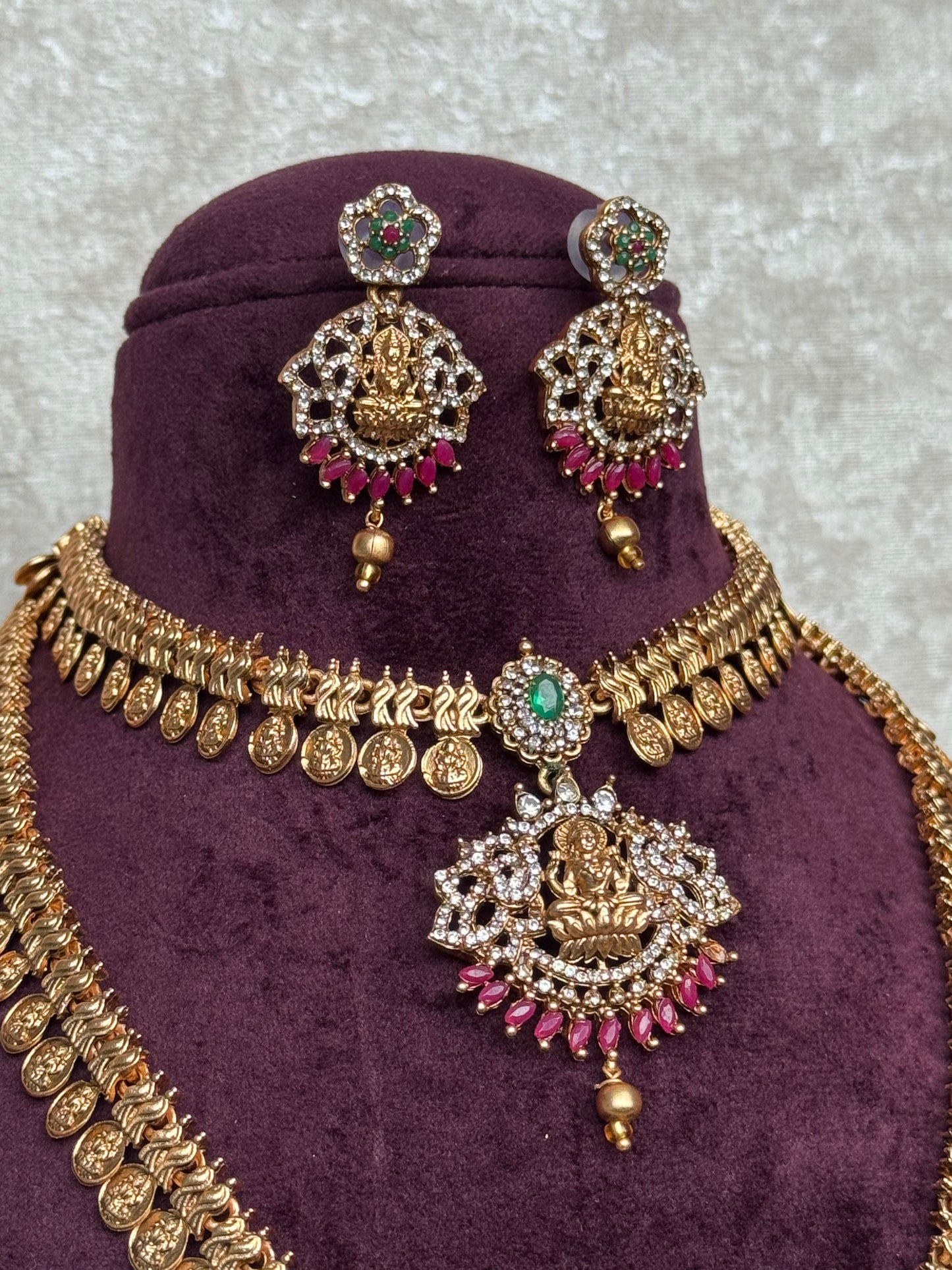 Double Necklace Lakshmi Temple set | The Tara Collection