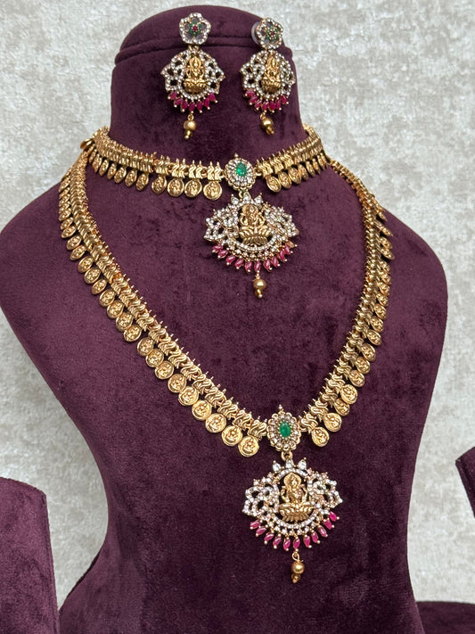 Double Necklace Lakshmi Temple set | The Tara Collection