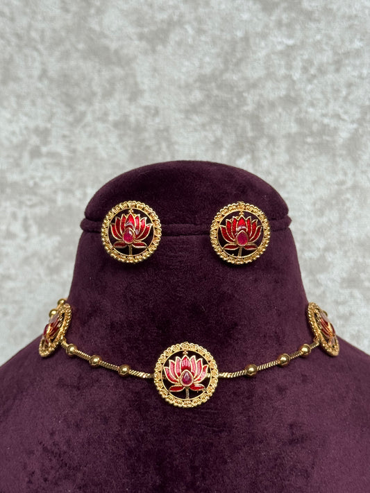 Lotus Coin Necklace Set | The Tara Collection