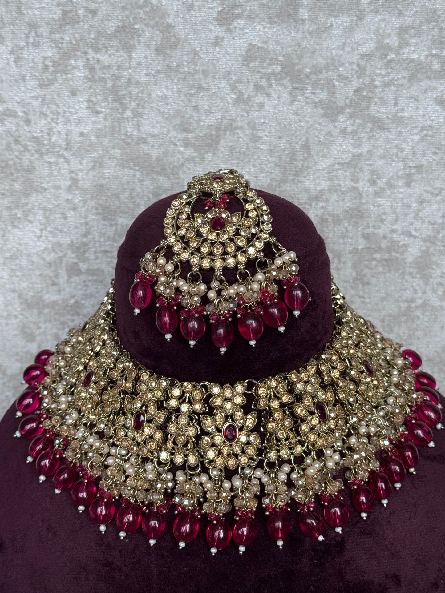 Zainab - Antique Ruby Bridal Jewellery Set | The Tara Collection