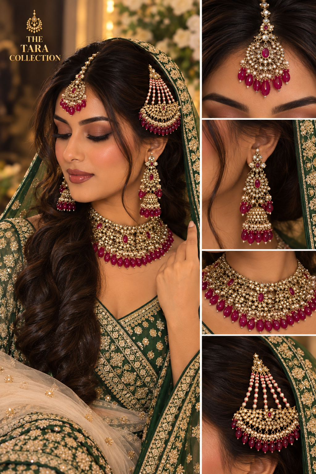 Zainab - Antique Ruby Bridal Jewellery Set | The Tara Collection