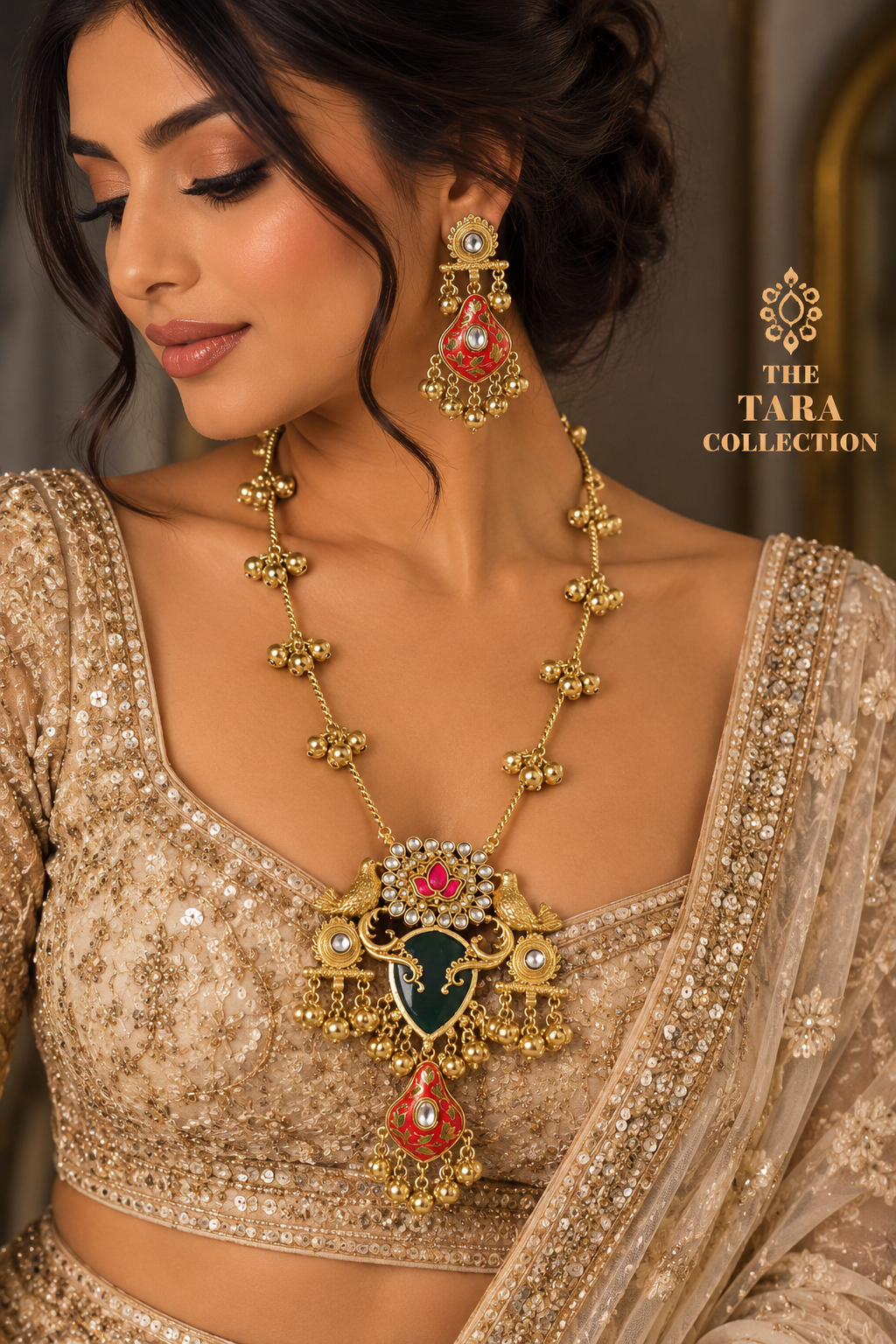 Mira - Meenakari Rajwadi Long Necklace Set | The Tara Collection