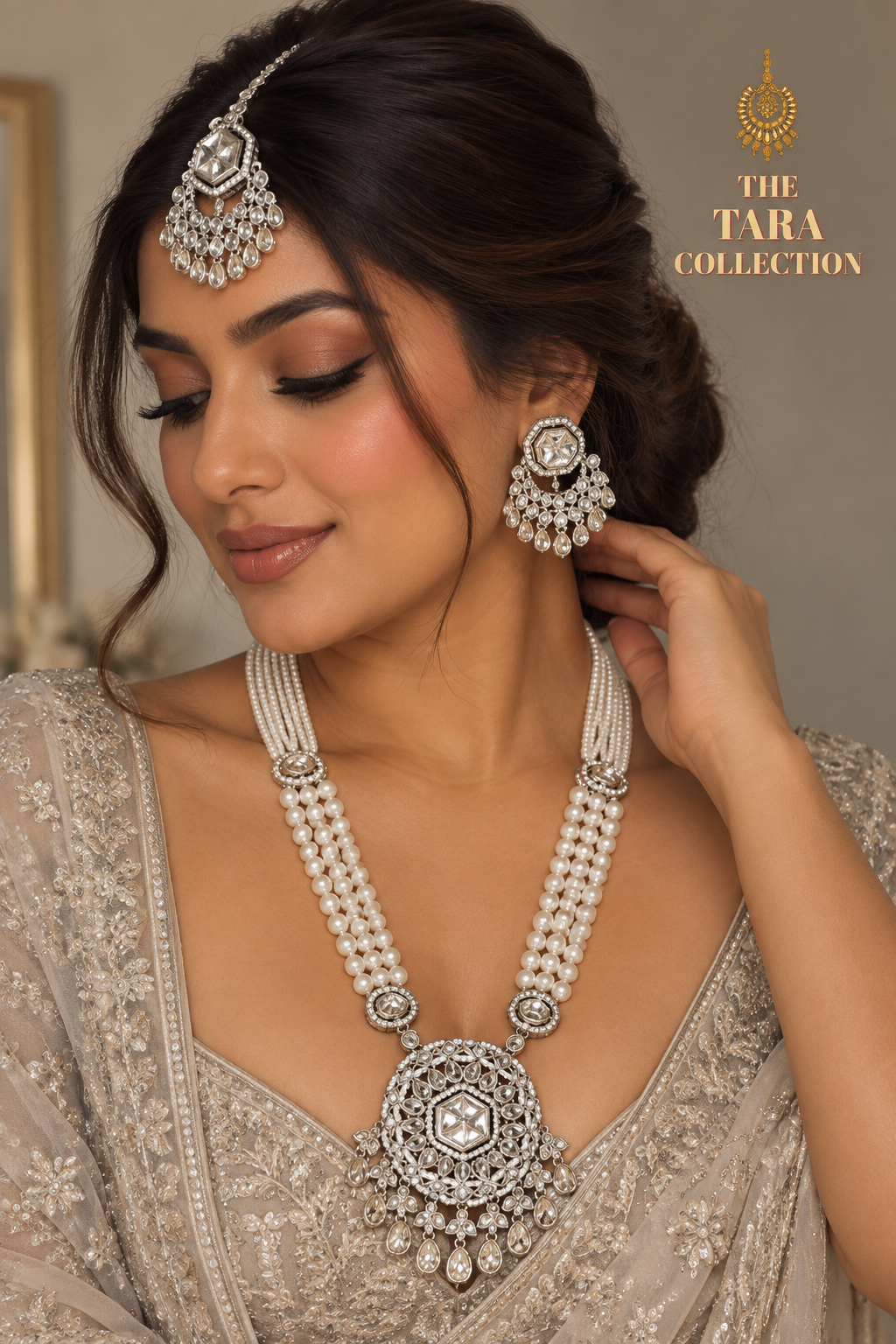Rajvi - Pearl Long Necklace Set | The Tara Collection