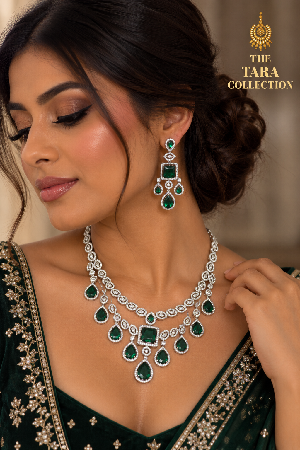 Aaradhya - American Diamond Necklace Set | The Tara Collection
