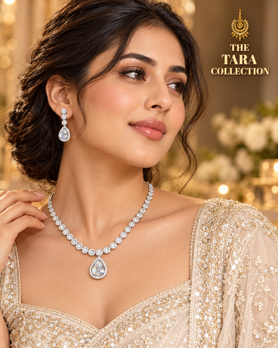 Amaya - American Diamond Necklace Set | The Tara Collection