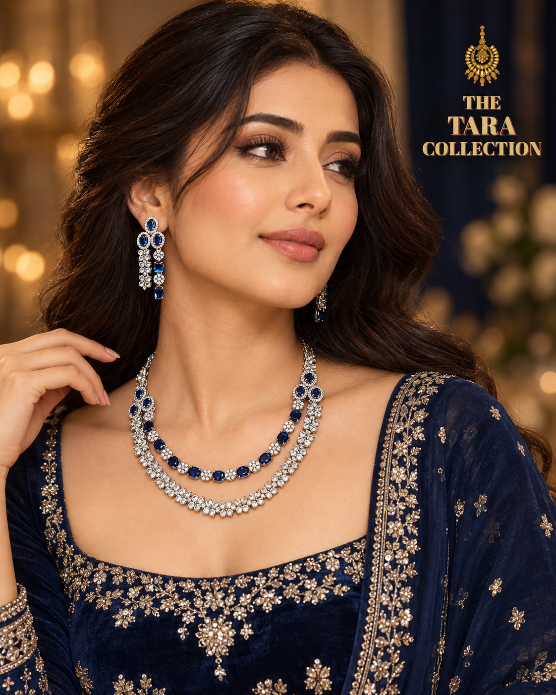 Ishita - American Diamond Necklace Set | The Tara Collection