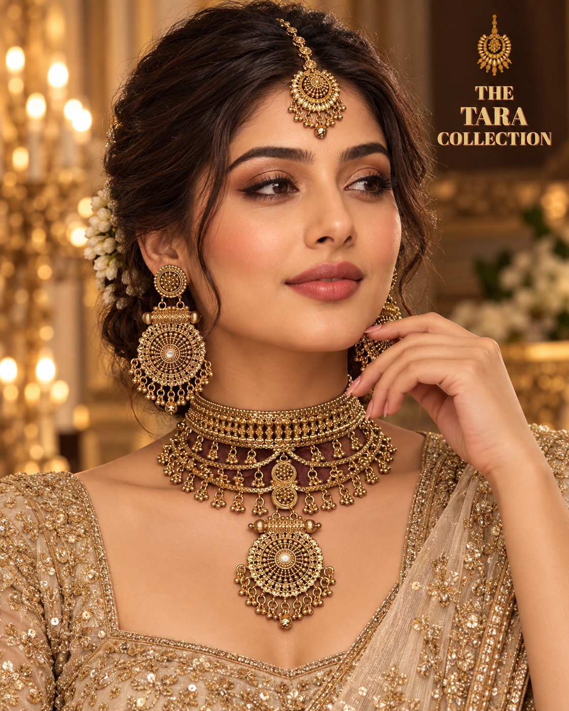 Shruti - Antique Gold Necklace Set | The Tara Collection