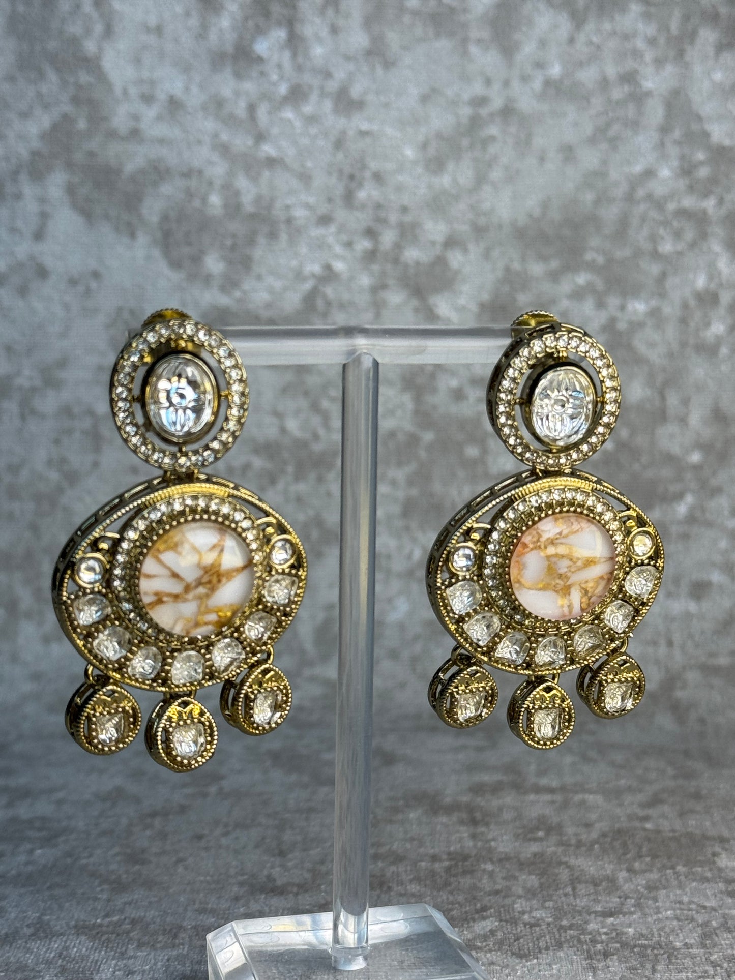 Kundan Brushed Gold Earrings