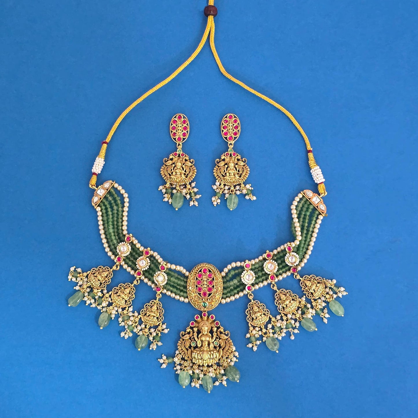Temple Necklace Set with Matte Gold Plating | The Tara Collection