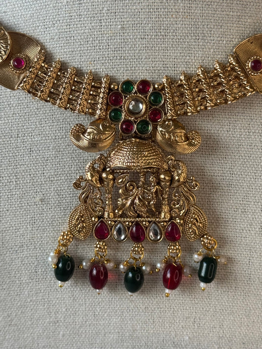 Temple Necklace Set with Rani Green detailing