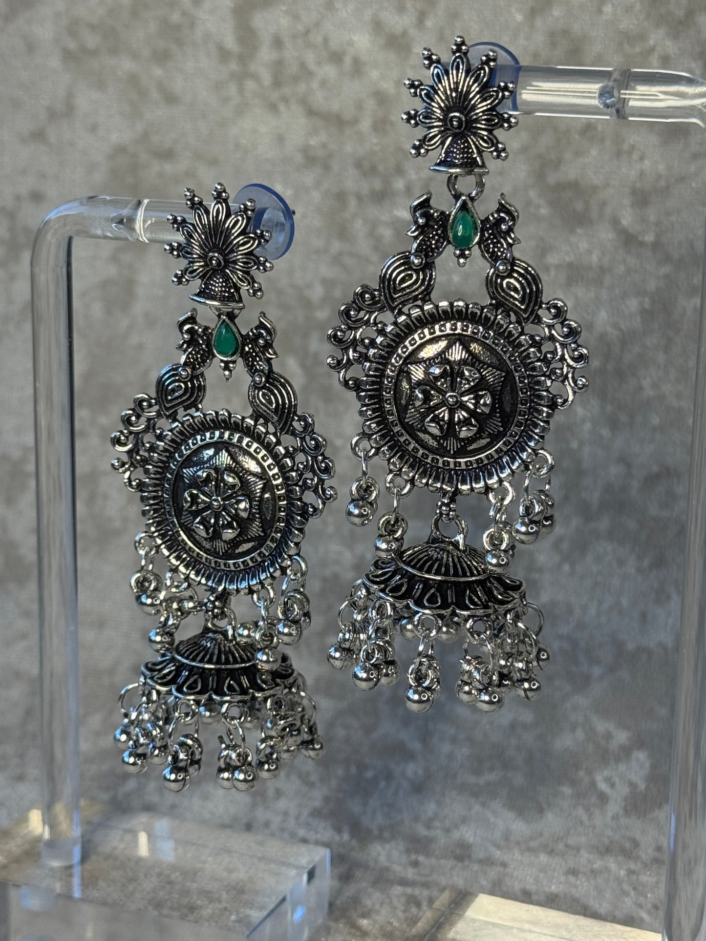 Oxidised Circular Design Jhumka Earrings