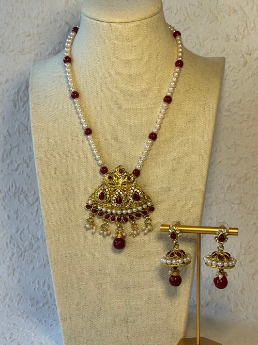 Pearl & Ruby Necklace Set