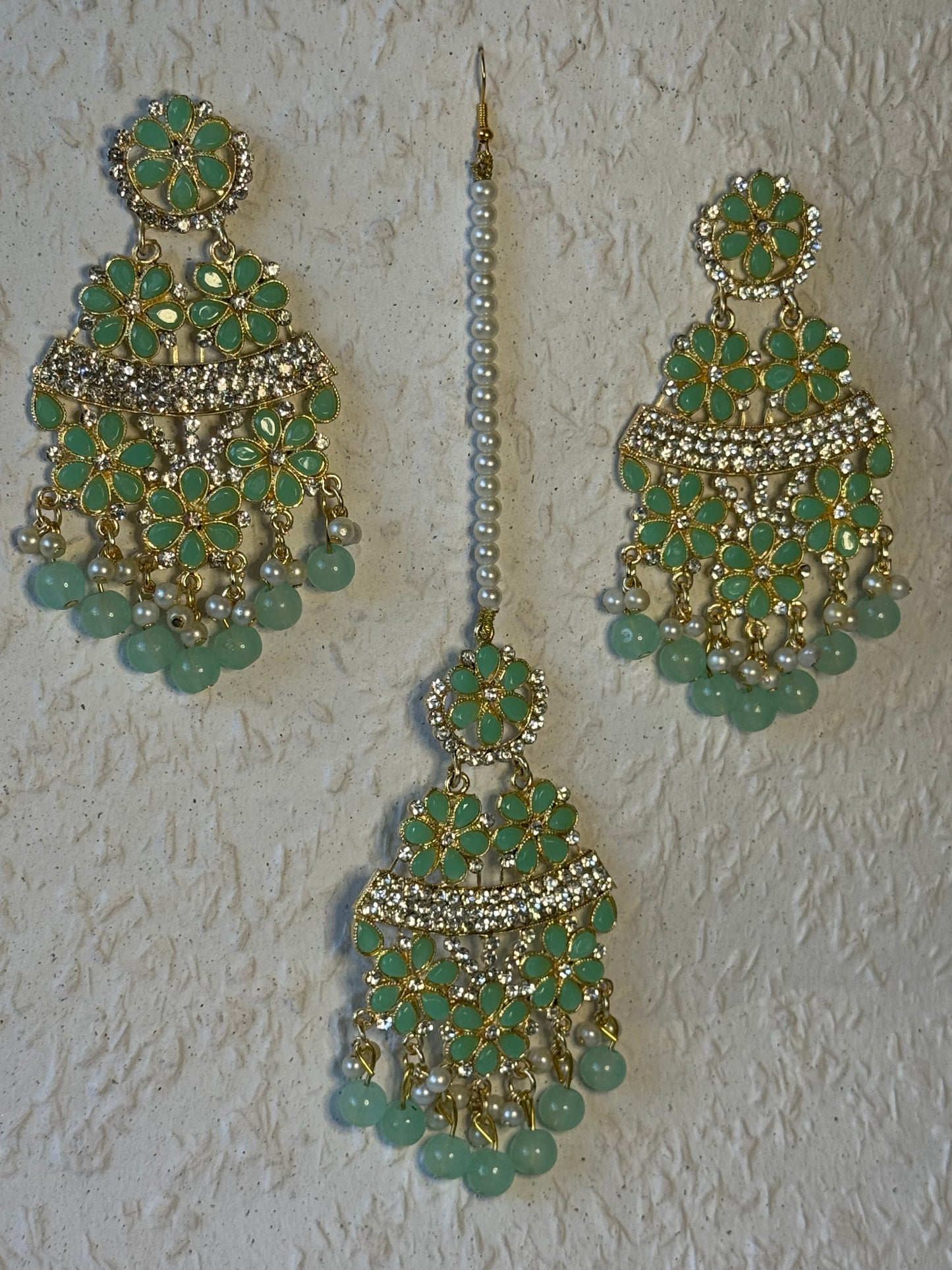 Floral Design Tikka & Earring Set