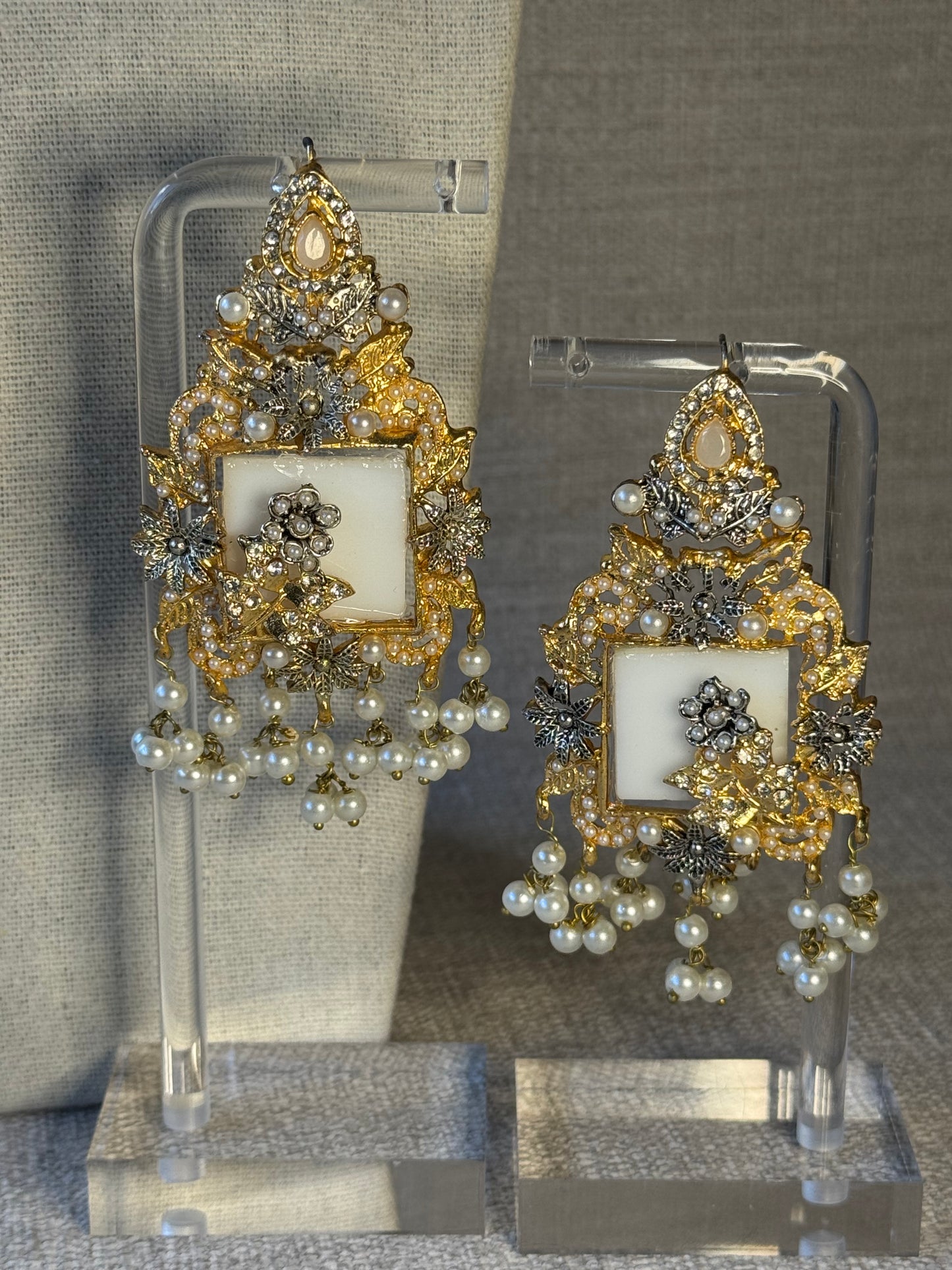 Pearl Choker set with floral details | Necklace, Earrings, Tikka