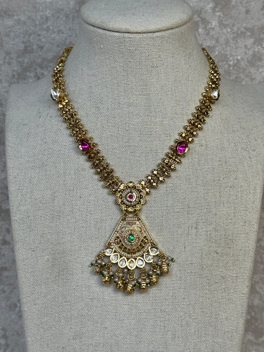 Heritage Necklace Set with Gold Plating and Meenakari work