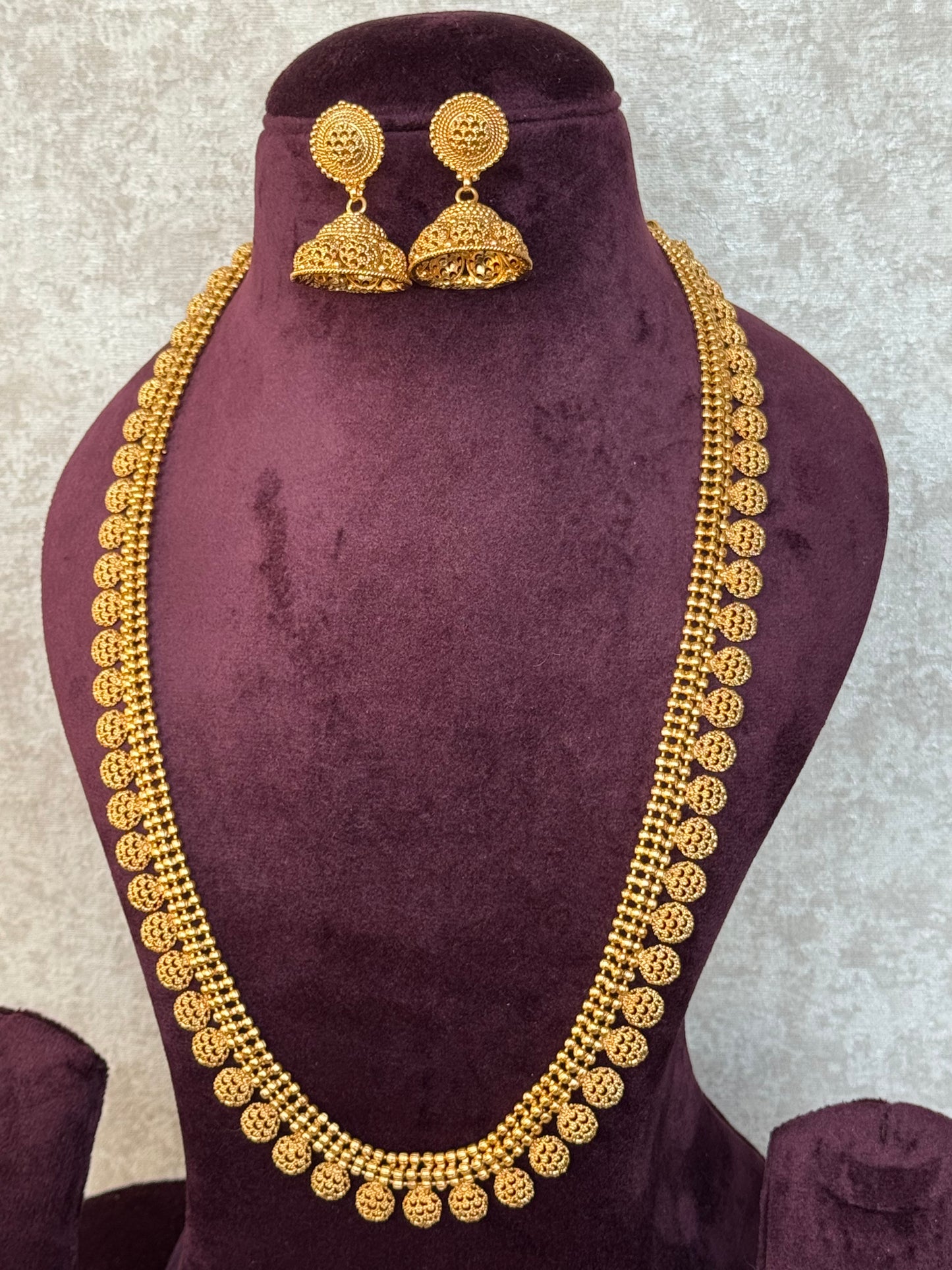 Gold Long Necklace Mala Set