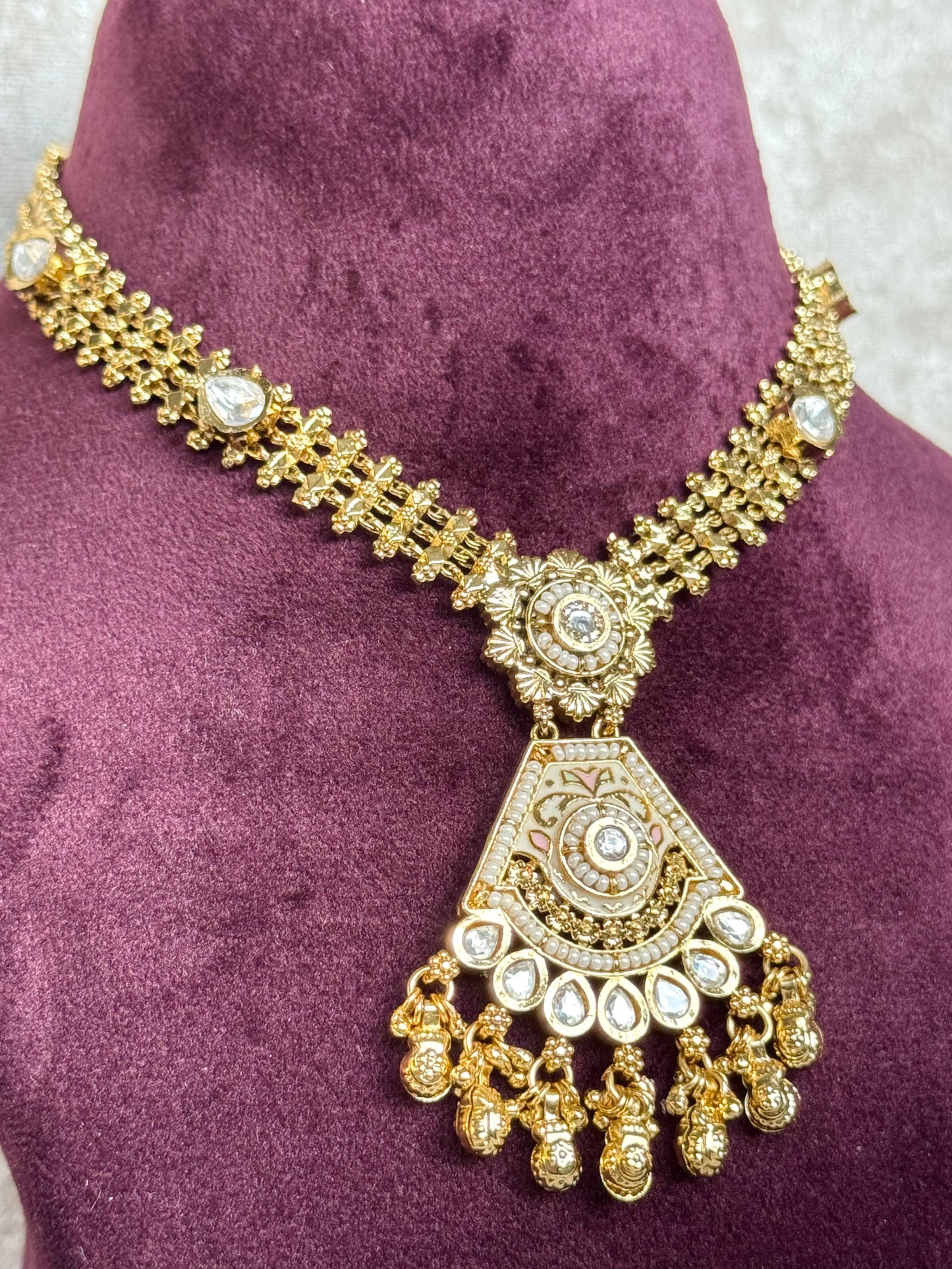 Heritage Necklace Set with Gold Plating and Meenakari work