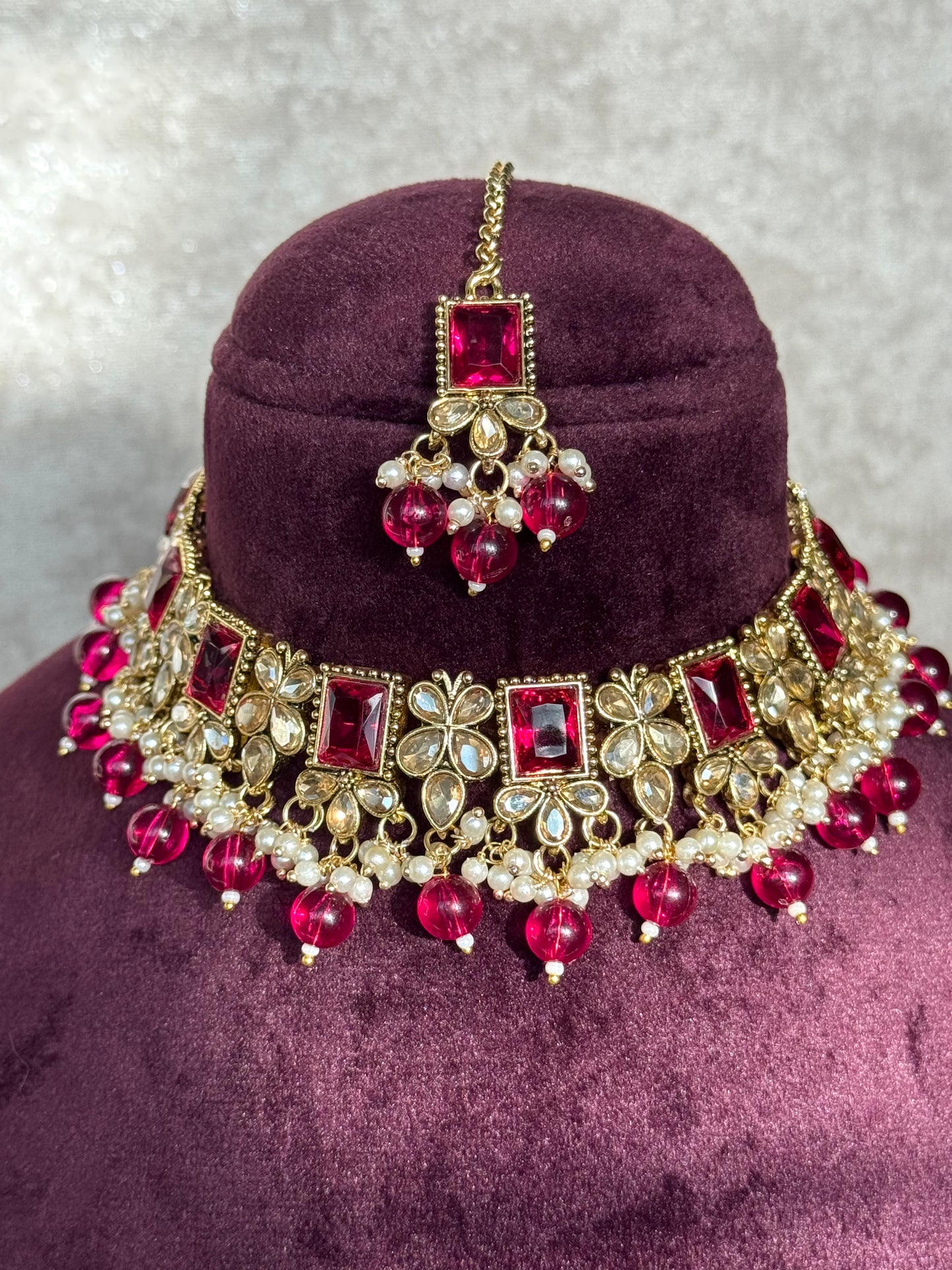 Beautiful Necklace set with Jhumka earrings and tikka