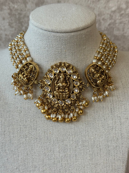 Temple Jewellery Rajwadi Choker Set | Necklace & Jhumka Earrings