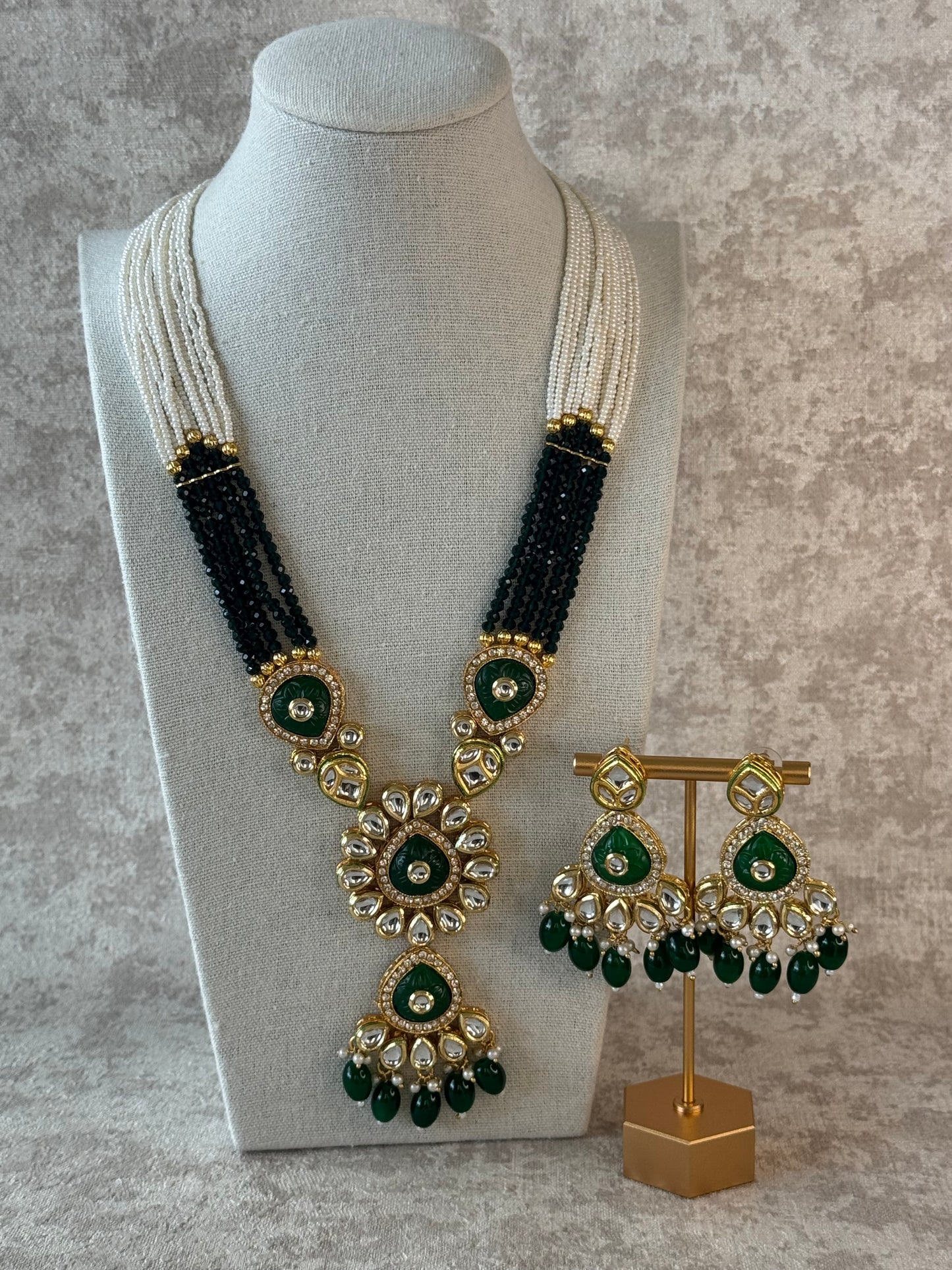 Kundan Beaded Statement Necklace Set (Multiple Colours)