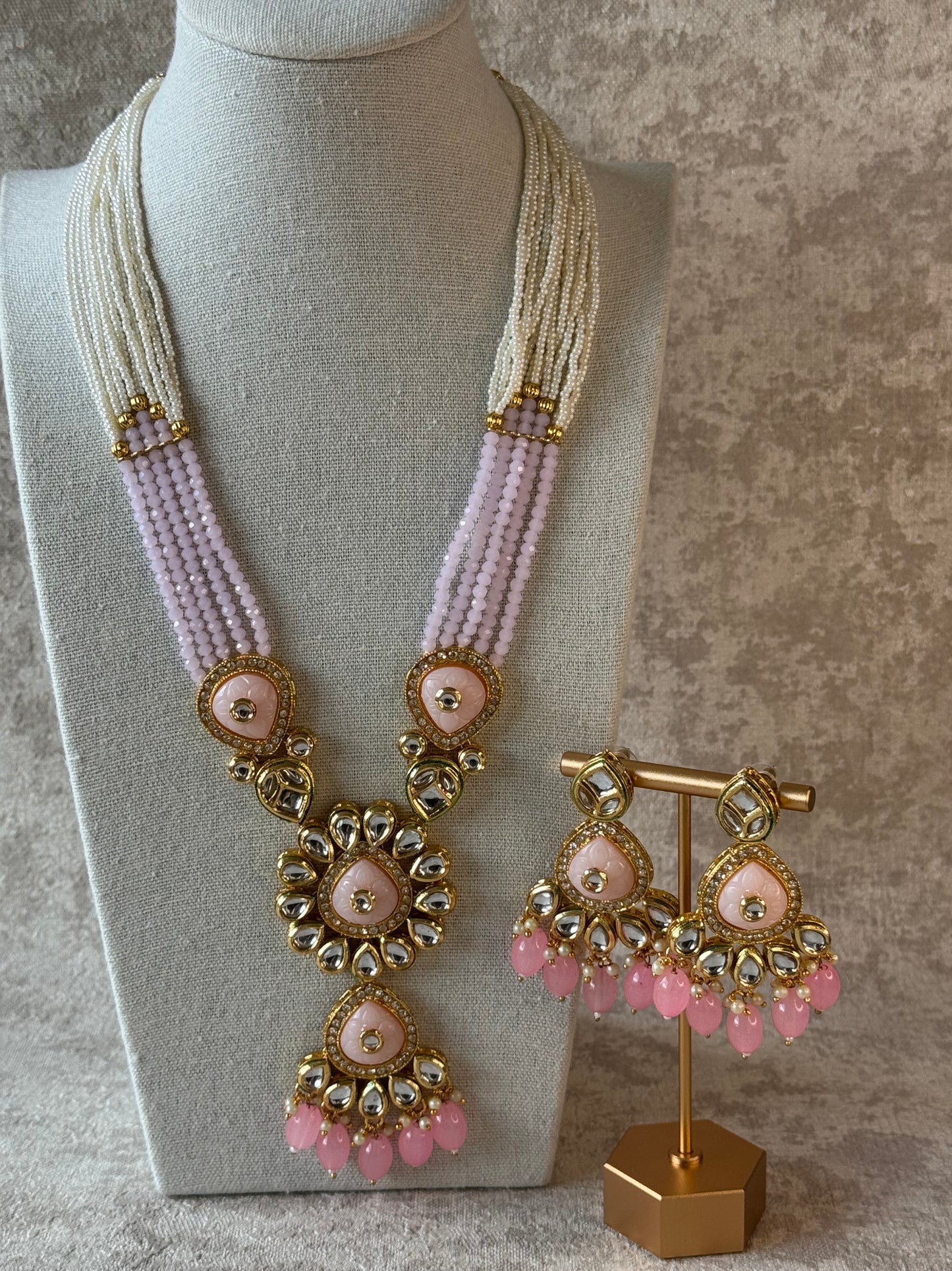 Kundan Beaded Statement Necklace Set (Multiple Colours)