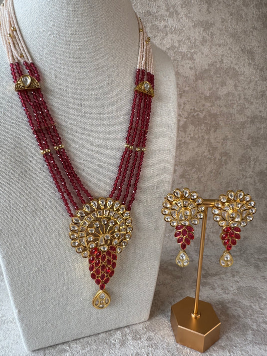 Peacock Design Kundan Long Necklace Set